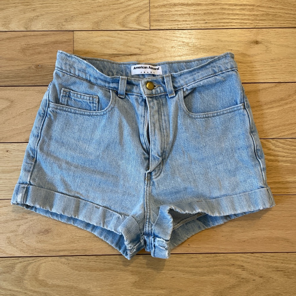 Denim light blue American Apparel high waisted shorts